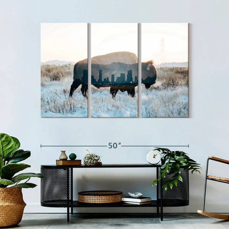 Bison de Brampt et horizon, H 32 po x l 50 po