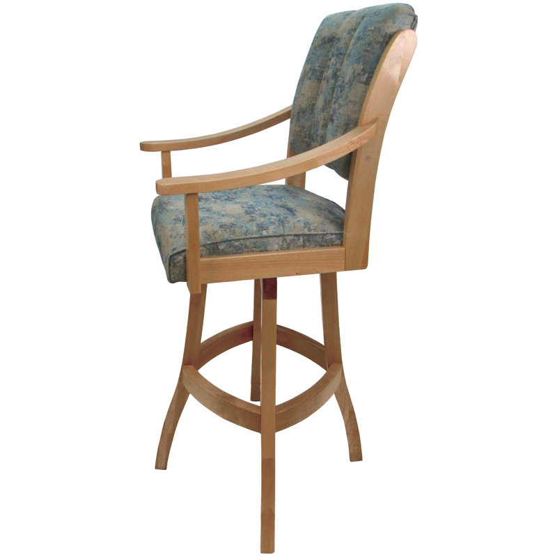 Tabouret pivotant Raashida, Polyester bleu / cadre naturel