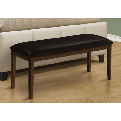 48" Rectangular Bench With Brown Upholstery - Solid Wood Construction For All Spaces Frame Thick Cushioned Seat Hallway