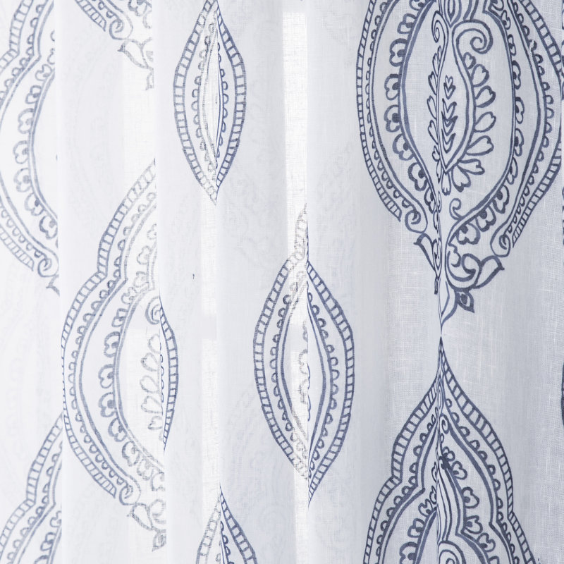 Paire de rideaux transparents avec passe-tringle Yareli, Bleu marine