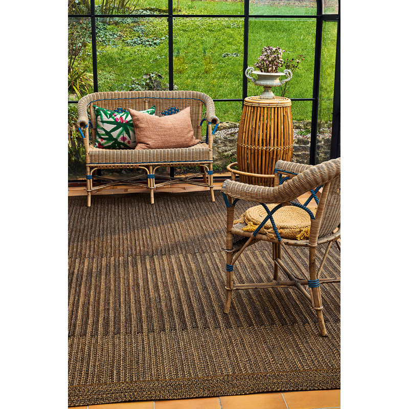 Insert Outdoor Area Rug in Black/Brown, Rectangle 5'7" x 7'11"
