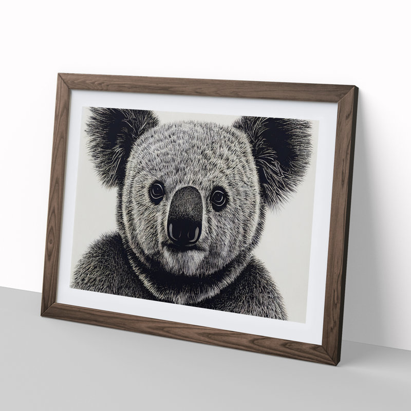 XH1022-8658X Super Koala Bear - Single Picture Frame Painting, Walnut, 46cm H x 64cm W x 2cm D