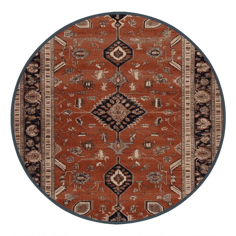 Tapis brun lavable à la machine, Rond 3 pi