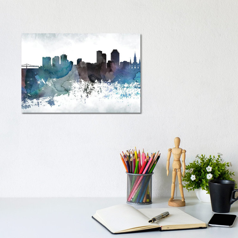 New Orleans Bluish Skylines - Wrapped Canvas Painting, 20.32cm H x 30.48cm W x 1.91cm D