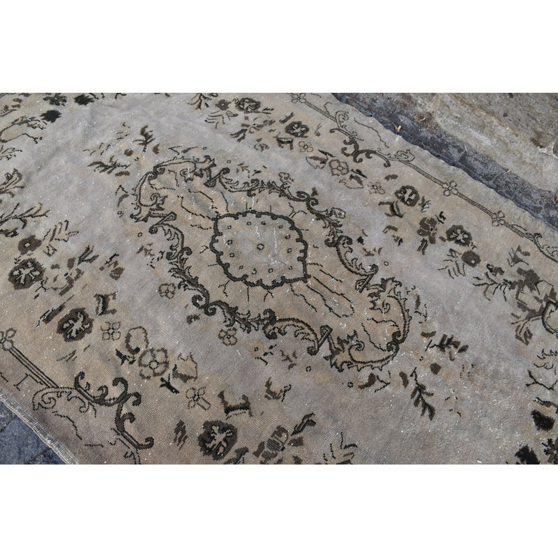 Tapis turc Oushak rétro fait à la main idéal pour le décor de salon biologique avec brun / beige