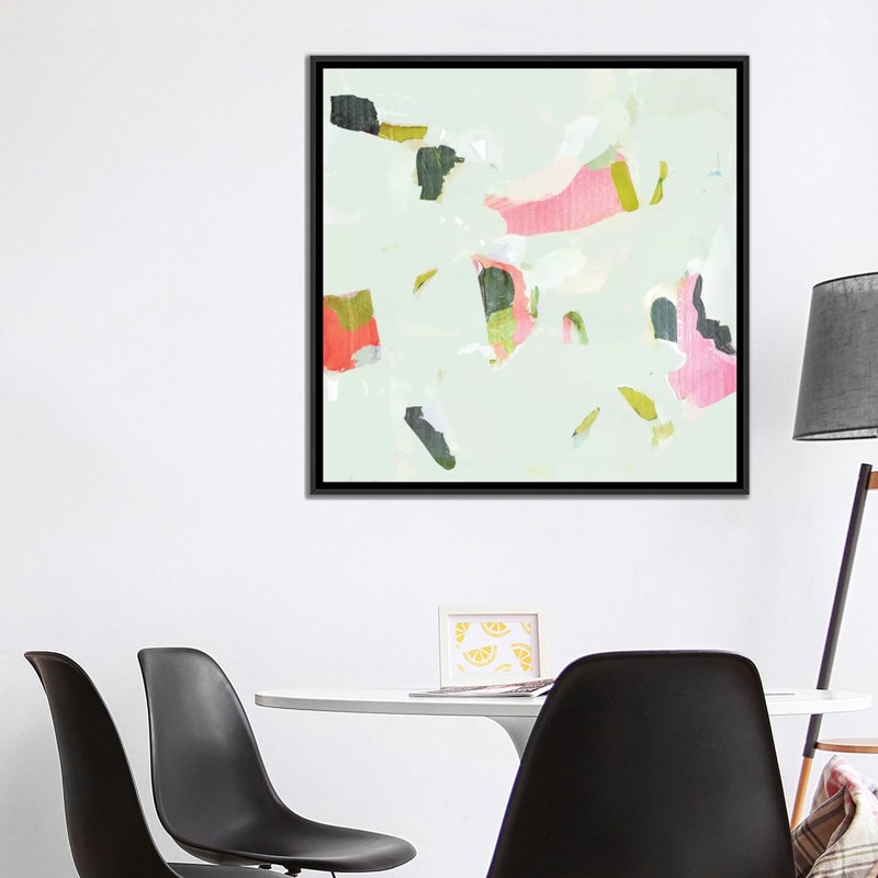«Olive Scatter II», impression sur toile tendue, H 18 po x l 18 po x P 1,5 po, Toile encadrée noire, Pas de tapis