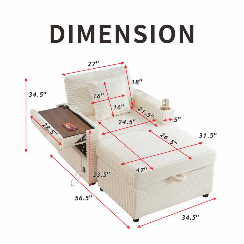 Canapé confortable moelleux en velours côtelé, espace de rangement pour une grande chaise simple, méridienne super moelleuse avec repose-pieds et tableau, convenant à une salle de repos, à un appartement