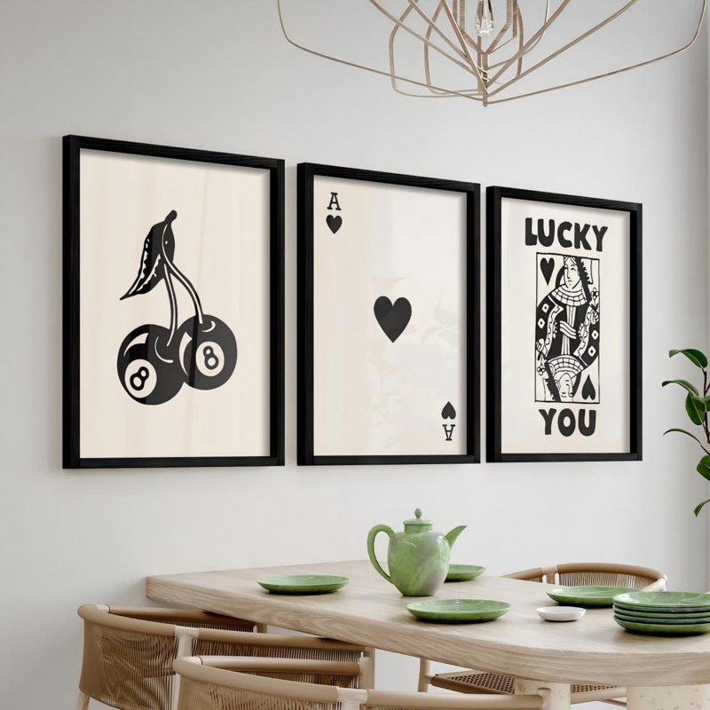 Retro Framed 3-piece Poker Wall Art Set