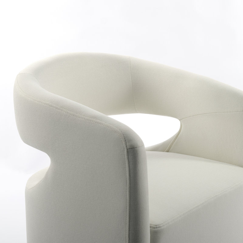 Chaise rembourrée avec roulettes cachées, Blanc