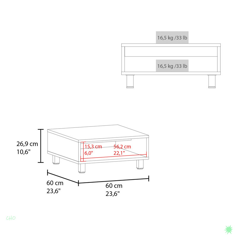 Minimalistic Square Coffe Table With Open Storage, White