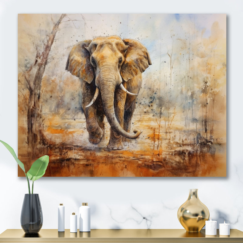 Faune éléphant majestueux I, H 16 po x l 32 po x P 1 po, Toile tendue