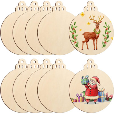 Ornements de Noël de grande taille en bois de 7 po à peindre, ornement de disques ronds bruts vierges bruts pour artisanat (10 pièces)