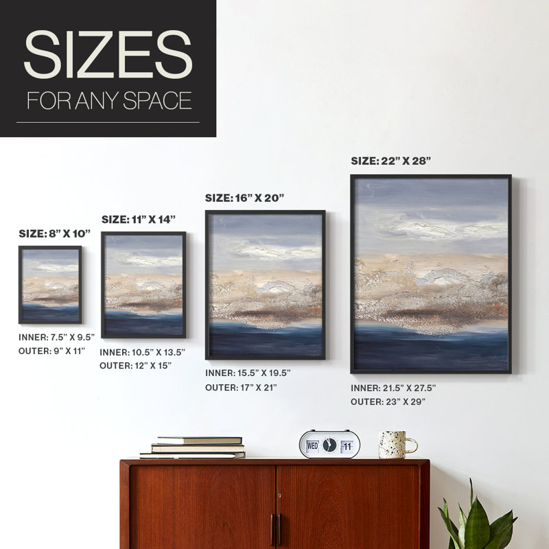 «Tidal Seafoam Horizon I», reproduction encadrée - bois massif, H 11 po x l 9 po, Noir, noir, noir, noir