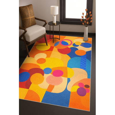 Tapis jaune tissé à envers lavable Mosso