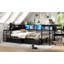 Structure de lit d'angle simple avec bibliothèque et 2 tiroirs de rangement sous le lit, lit moderne avec éclairage à DEL et station de charge, interchangeable gauche et droite-620539475