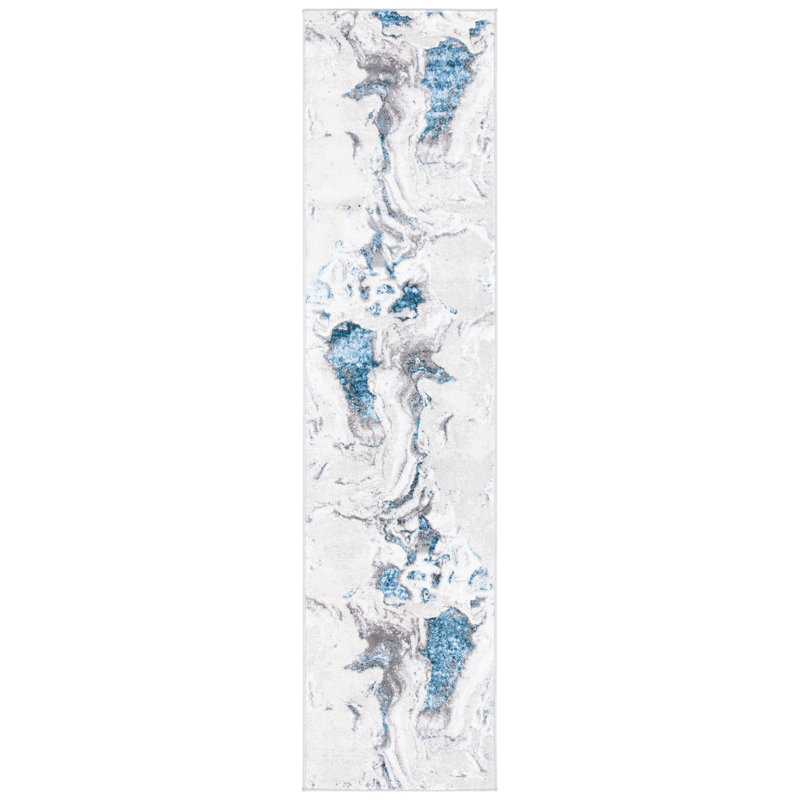 Castrovinci Abstract Grey Area Rug, Runner 2' X 12'