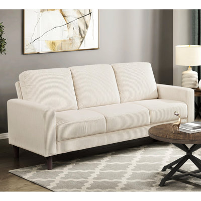 Modern And 2pcs , Soft Beige Corduroy, High - Density Foam In Cushions, Faux Wood Finish Legs For Primary Living Space, Corduroy Upholstered, Padding Cushions
