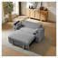 Canapé-lit convertible en velours côtelé gris clair avec lit escamotable, accoudoirs de rangement et ports de chargement USB - 3 positions réglables