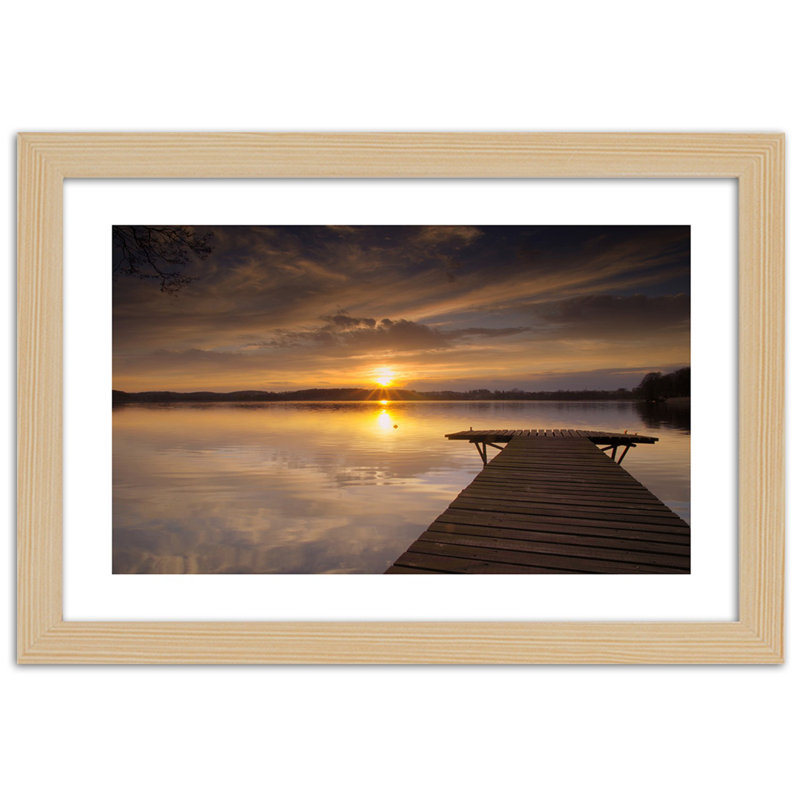 Lakeside - Single Picture Frame Print, Light Brown, 70cm H x 100cm W