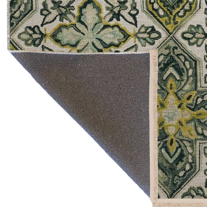 Tapis décoratif vert à motif floral à motif d'étoile