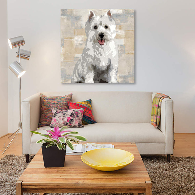 « west highland white terrier », impression sur toile, H 12 po x l 12 po x P 0,75 po, Pas de tapis, Toile tendue