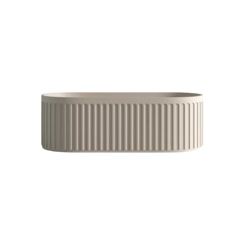 Ensemble de douche et baignoire simple ovale en pierre artificielle l 67 po x H 21,6 po, Café au lait