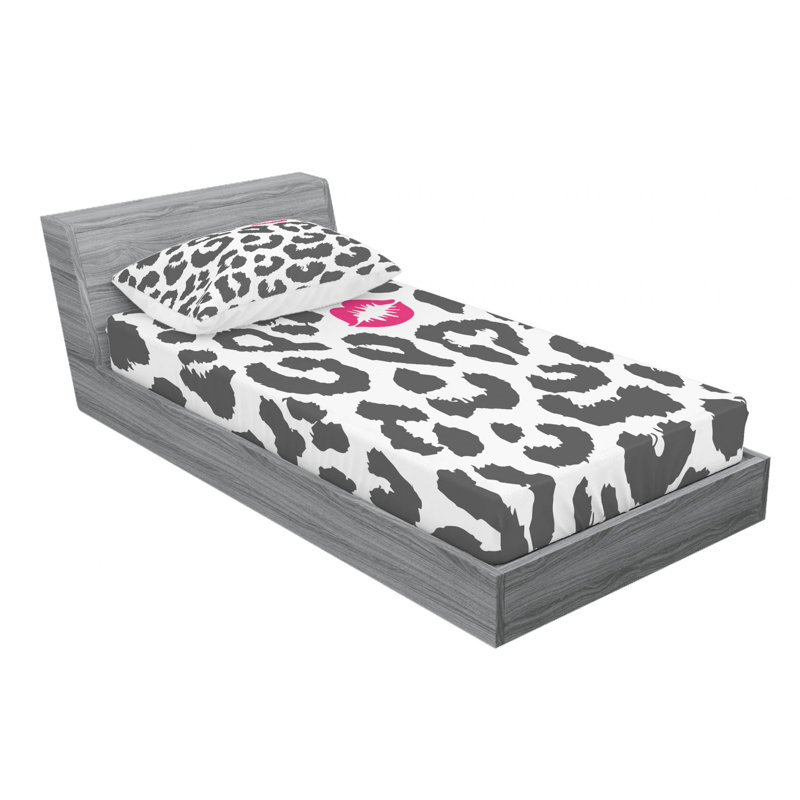 Microfiber Animal Print Sheet Set, Twin XL Sheet Set with Fitted Sheet