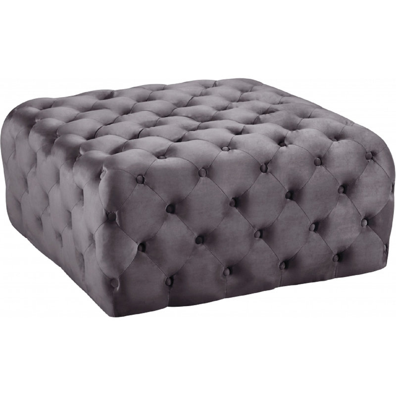Crompton 83cm Wide Tufted Square Ottoman, Grey