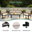 Ensemble de conversation de patio 4 pièces avec accoudoirs en bois d'acacia, ensemble de conversation à 5 places avec coussins et table basse-2052258116