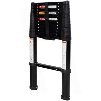 Telescopic Ladder Aluminum Ladder With Non-Slip Feet, Slow Down Safety Function With Stabilizer Portable Extension Ladder For Household And Outdoor Working, 330Lb Capacity