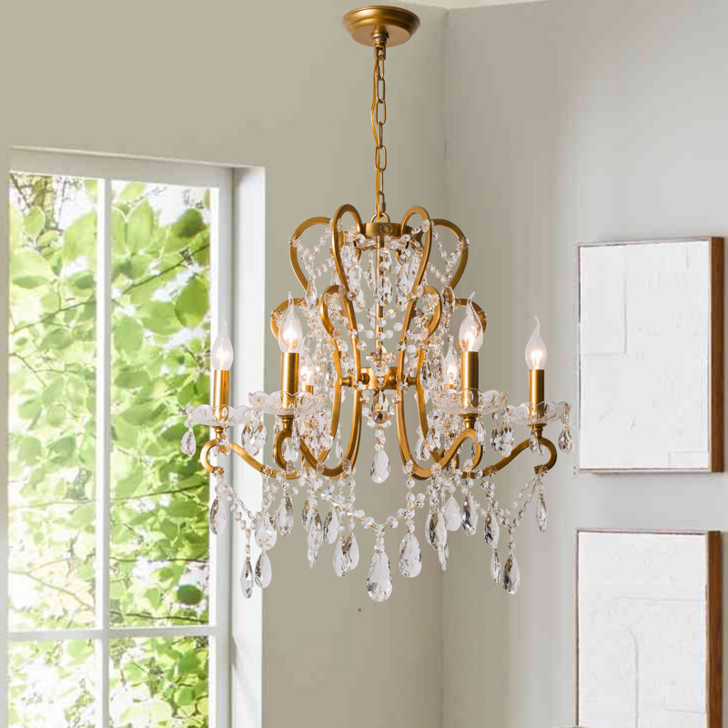 Lustre traditionnel de style bougie Valmira , Six lumières, H 24 po x l 24,8 po x P 24,8 po
