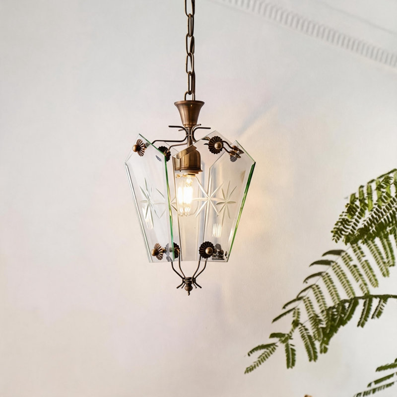 Luminaire suspendu en cuivre gravé