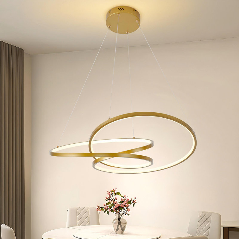 Luminaire suspendu à intensité variable 1 lumière DEL Jeevan, Doré