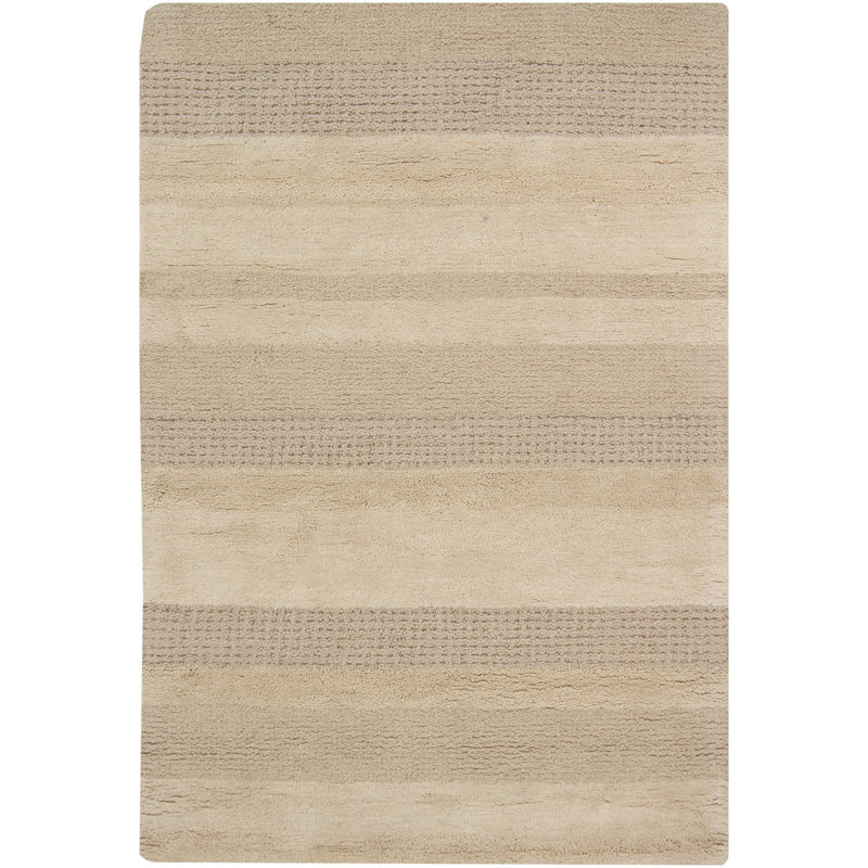 Tapis brun clair en laine touffeté à la main Elanora, Rectangle 5 pi x 7 pi 6 po