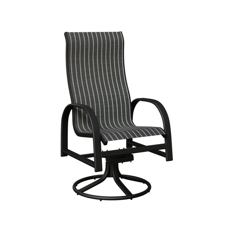 Chaise berçante berçante berçante Berlin, Whisper rayé bleu marine, Aluminium noir mat