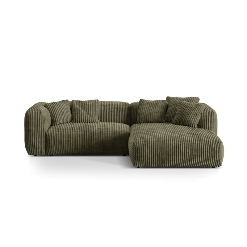 Betsayda 2 Seater Corduroy Corner Sofa , Moss Green