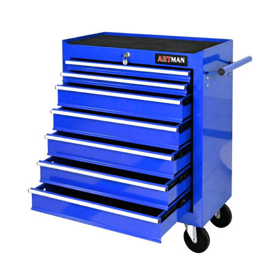 Chariot-coffre à outils mobile 7 tiroirs avec armoire verrouillable en acier et glissières à roulement à billes Artman
