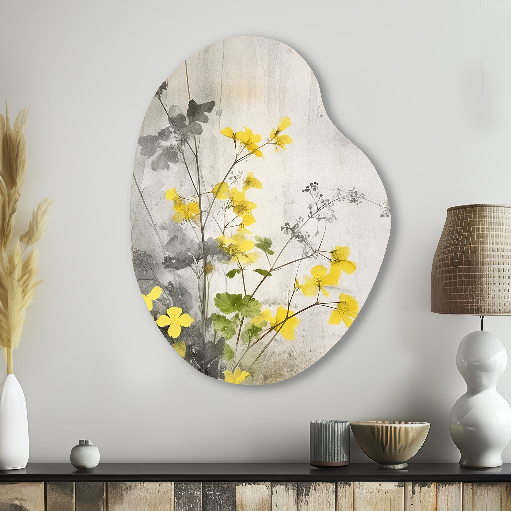 Lark Manor™ Naim - Floral Pear Shape Assymterical Metal Wall Art | Wayfair