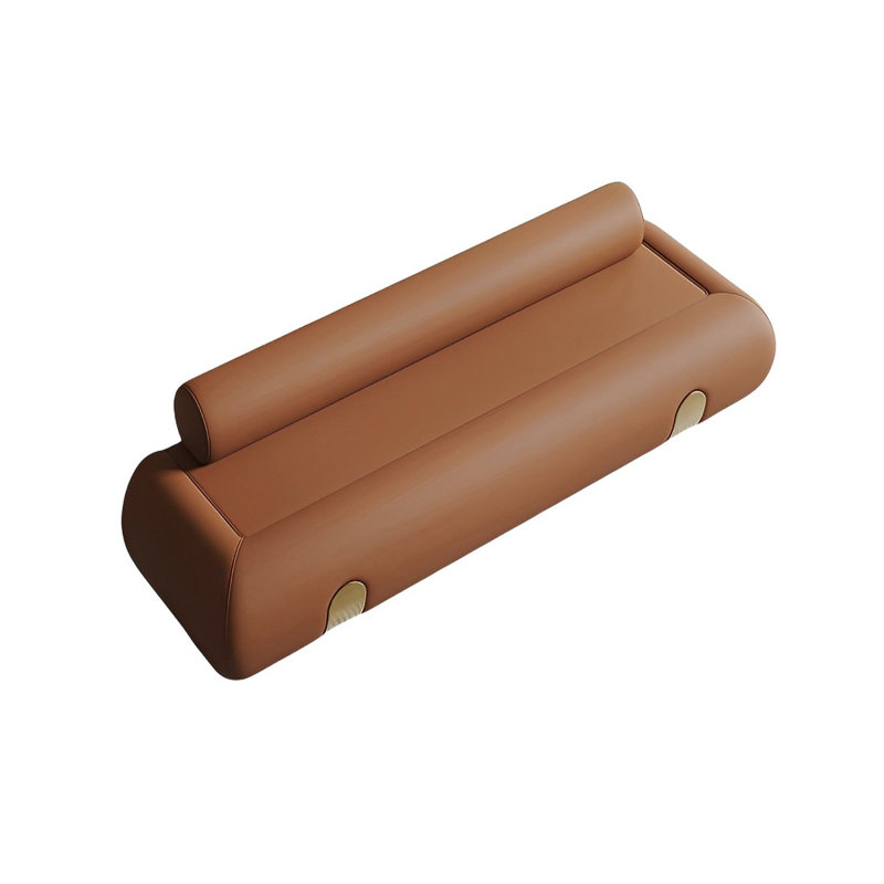 Banc tapissier en cuir crème, Orange