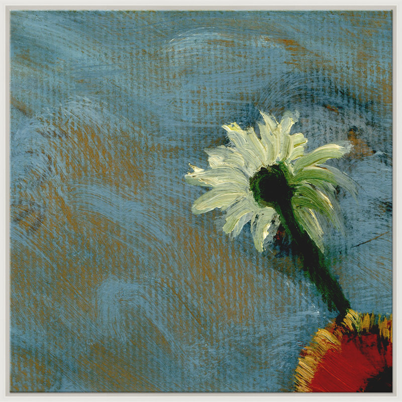 «Post Impressionist Flowers» - peinture encadrée, Toile avec cadre gris, Pas de tapis, H 31,5 po x l 31,5 po x P 2,63 po