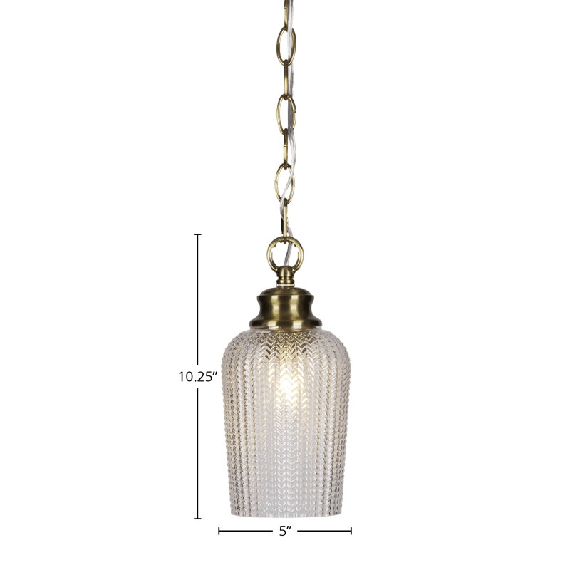 Luminaire suspendu à chaîne Cordova avec verre 5 po, Gelé, Laiton New Age