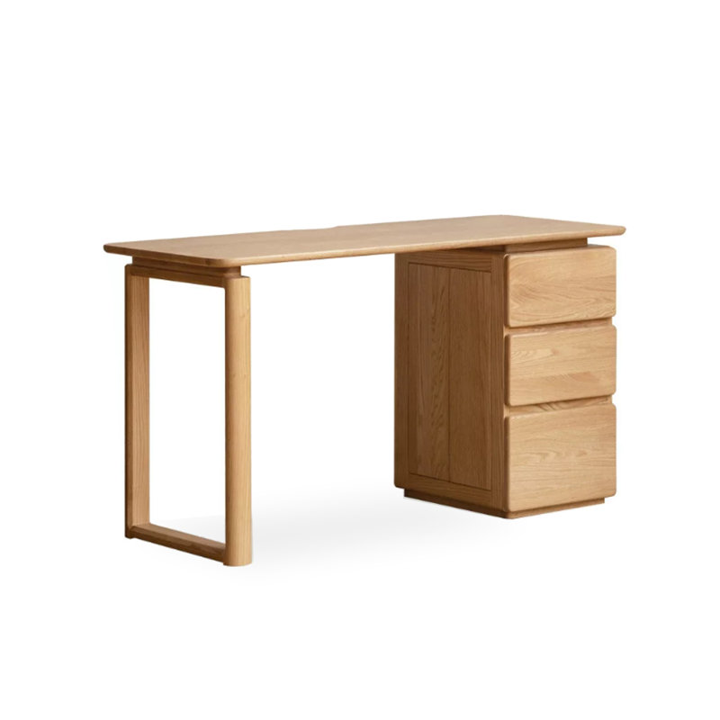 Bureau rectangulaire en bois massif avec 3 tiroirs Burlywood, 29.45" H x 47.24" W x 22.05" D
