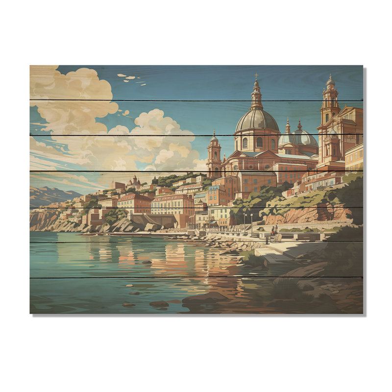 Capri, Italie, paysage côtier, rêve IV - Italie, paysage sur bois, H 24 po x l 32 po x P 0,78 po