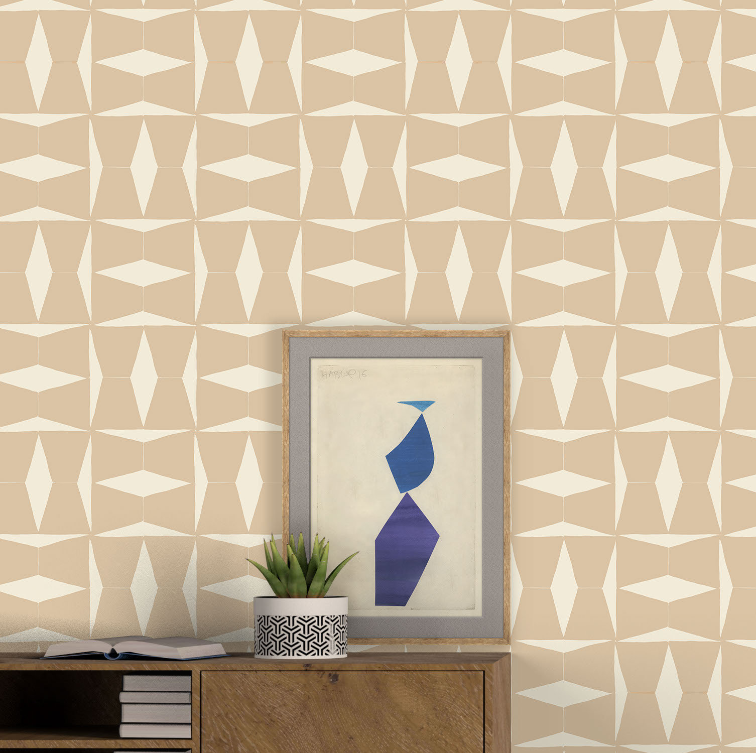 Albie Geometric Wallpaper, Neutral/Cream
