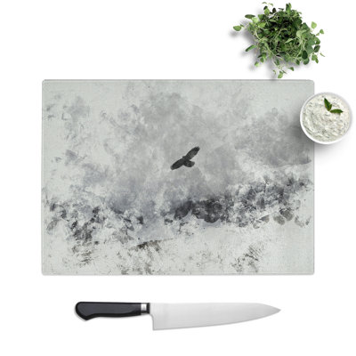 Bird Flying over Mountains Watercolour Chopping Board