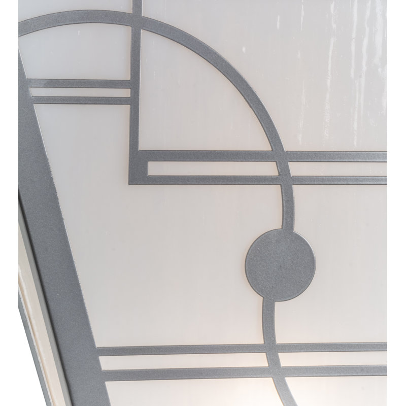 Art Deco Nickel Finish Wall Sconce with White Glass Panels