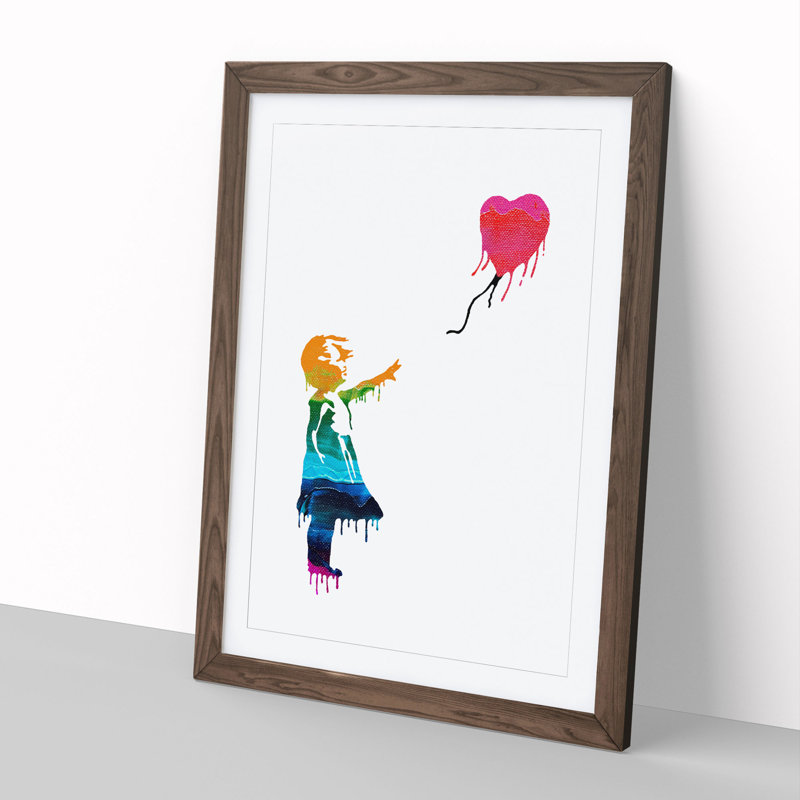 Banksy Balloon Girl - Picture Frame Graphic Art, Walnut, 90cm H x 65cm W x 2cm D