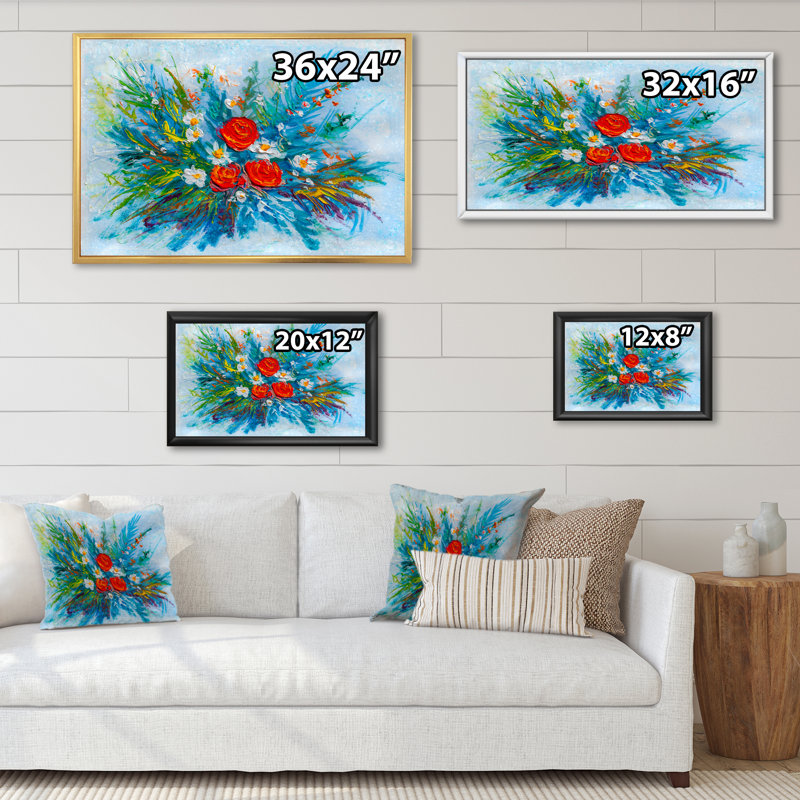 Impressionniste bouquet de fleurs - Reproduction de photo sur toile, H 24 po x l 36 po x P 1 po