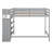Full Size Loft Bed with Storage Wardrobe, Clothes Rack, and Staircase Shelves, Solid Pine Wood Frame-63543089