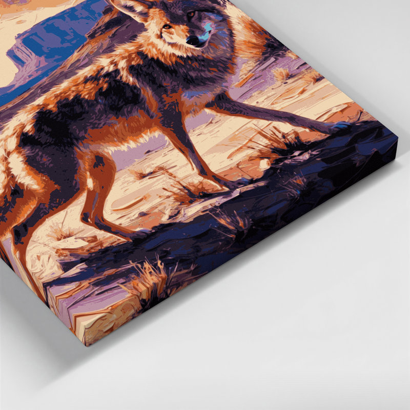 «Southwestern Animals Coyote 12», art mural sur toile mauve, H 20 po x l 24 po